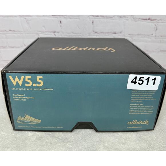 NEW Allbirds Tree Dasher 2 Calm Teal Forage Tan Womens Shoes 5.5 Sneakers Box - Picture 7 of 9